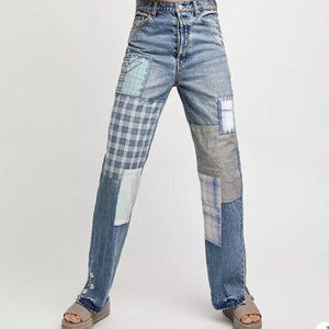 NWOT Free People Steinbeck Patched Straight-Leg Jeans